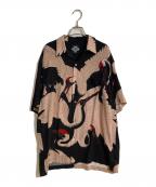 BUDSPOOL×Gakkinバッズプール×ガッキン）の古着「赤目鶴 HAWAIIAN SHIRT/ハワイアンシャツ」｜ブラック