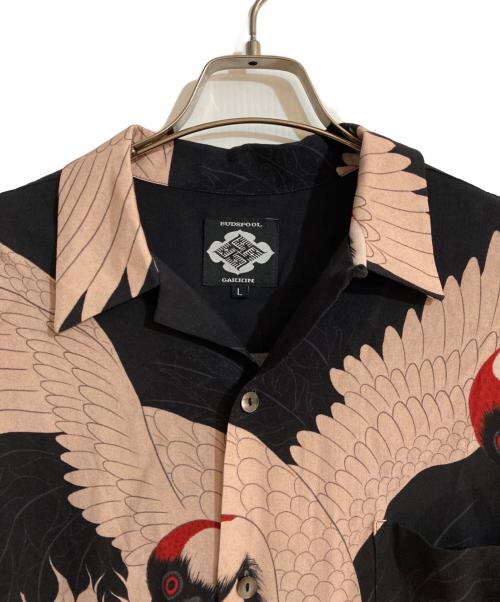 BUDSPOOL（バッズプール）BUDSPOOL (バッズプール) GAKKIN (ガッキン) 赤目鶴 HAWAIIAN SHIRT/ハワイアンシャツ ブラック サイズ:Lの古着・服飾アイテム
