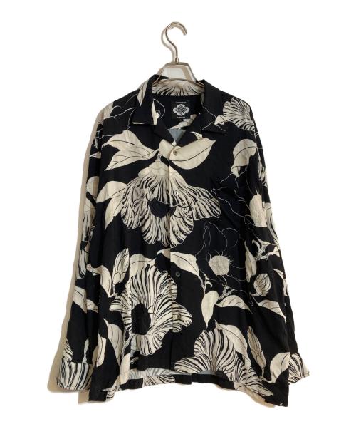 BUDSPOOL（バッズプール）BUDSPOOL (バッズプール) Gakkin (ガッキン) 廻り花HAWAIIAN SHIRT/ハワイアンシャツ ブラック サイズ:Lの古着・服飾アイテム