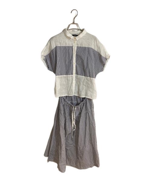 YACCO MARICARD（ヤッコマリカルド）YACCO MARICARD (ヤッコマリカルド) リネンドックングシャツワンピース ブルー サイズ:不明の古着・服飾アイテム