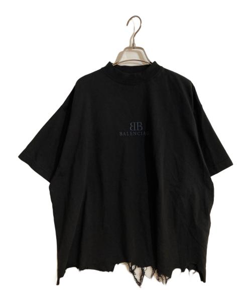 BALENCIAGA（バレンシアガ）BALENCIAGA (バレンシアガ) ダメージ加工半袖Tシャツ ブラック サイズ:2の古着・服飾アイテム