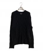 stussyステューシー）の古着「CABLE LOOSE KNIT SWEATER/ケーブルルーズニットスウェッター」｜ブラック