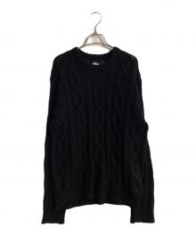 stussy（ステューシー）の古着「CABLE LOOSE KNIT SWEATER/ケーブルルーズニットスウェッター」｜ブラック