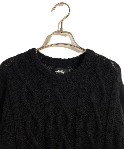 stussy（ステューシー）stussy (ステューシー) CABLE LOOSE KNIT SWEATER/ケーブルルーズニットスウェッター ブラック サイズ:Mの古着・服飾アイテム