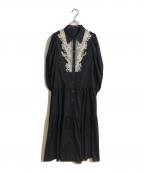 JILL STUARTジルスチュアート）の古着「リボンシシュウシャツワンピース」｜ブラック