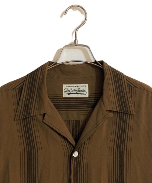 WACKO MARIA（ワコマリア）WACKO MARIA (ワコマリア) STRIPED OPEN COLLAR SHIRT/ストライプドオープンカラーシャツ ブラウン サイズ:XLの古着・服飾アイテム