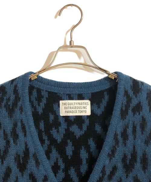 WACKO MARIA（ワコマリア）WACKO MARIA (ワコマリア) LEOPARD HEAVY MOHAIR CARDIGAN/レオパードヘビーモヘアカーディガン ブルー サイズ:XLの古着・服飾アイテム