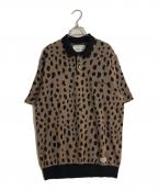 WACKO MARIAワコマリア）の古着「LEOPARD JACQUARD KNIT POLO SHIRT/レオパードジャガードニットポロシャツ」｜ブラウン