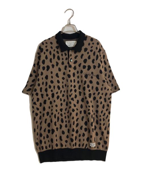 WACKO MARIA（ワコマリア）WACKO MARIA (ワコマリア) LEOPARD JACQUARD KNIT POLO SHIRT/レオパードジャガードニットポロシャツ ブラウン サイズ:Lの古着・服飾アイテム