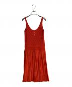 Salvatore Ferragamoサルヴァトーレ フェラガモ）の古着「ノースリーブニットワンピース」｜レッド