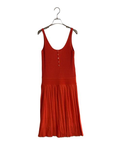 Salvatore Ferragamo（サルヴァトーレ フェラガモ）Salvatore Ferragamo (サルヴァトーレ フェラガモ) ノースリーブニットワンピース レッド サイズ:Mの古着・服飾アイテム