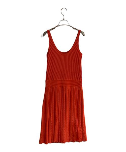 Salvatore Ferragamo（サルヴァトーレ フェラガモ）Salvatore Ferragamo (サルヴァトーレ フェラガモ) ノースリーブニットワンピース レッド サイズ:Mの古着・服飾アイテム