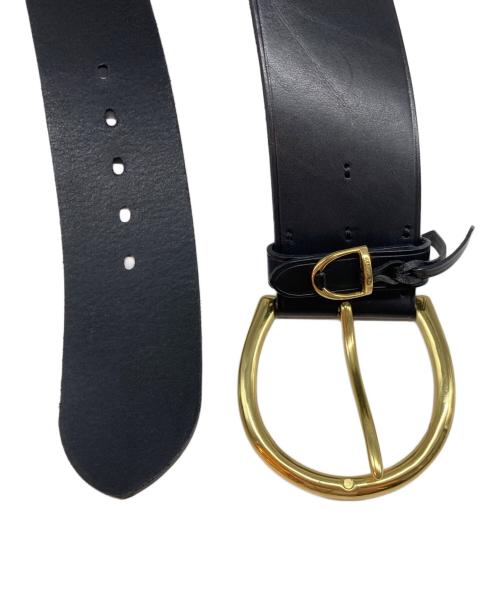 RALPH LAUREN（ラルフローレン）RALPH LAUREN (ラルフローレン) ゴールド金具ワイドレザーベルト ブラックの古着・服飾アイテム