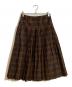 MARGARET HOWELL（マーガレットハウエル）の古着「チェックウールリネンプリーツスカート」｜ブラウン