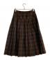 MARGARET HOWELL (マーガレットハウエル) チェックウールリネンプリーツスカート ブラウン サイズ:１：13000円