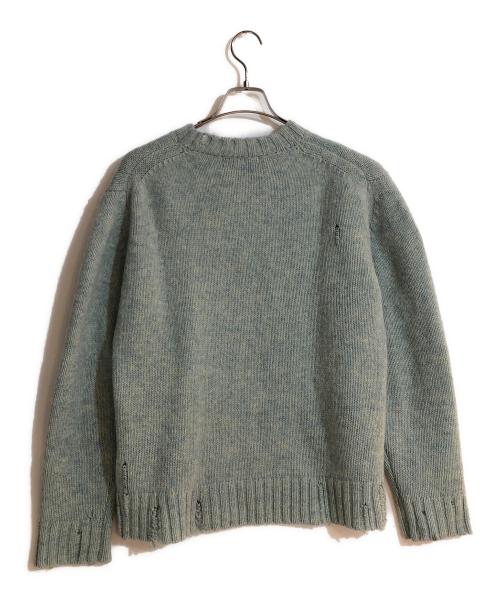 UNUSED（アンユーズド）UNUSED (アンユーズド) 3g crew neck damage knit（3gクルーネックダメージニット） グリーン サイズ:SIZE2の古着・服飾アイテム
