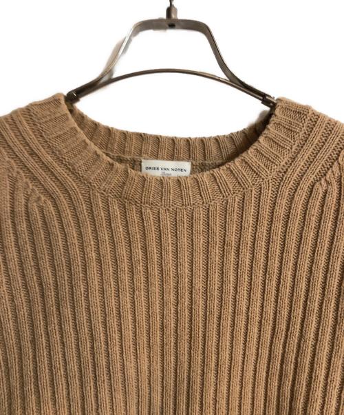 DRIES VAN NOTEN（ドリスヴァンノッテン）DRIES VAN NOTEN (ドリスヴァンノッテン) ウールクルーネックニット ブラウン サイズ:Lの古着・服飾アイテム