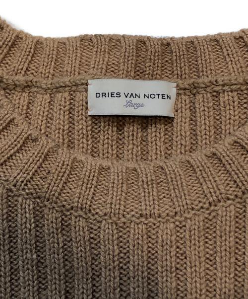 DRIES VAN NOTEN（ドリスヴァンノッテン）DRIES VAN NOTEN (ドリスヴァンノッテン) ウールクルーネックニット ブラウン サイズ:Lの古着・服飾アイテム