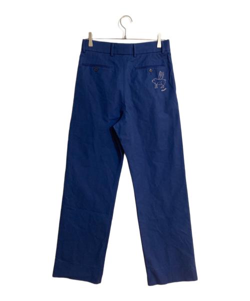 GUCCI（グッチ）GUCCI (グッチ) ピッグ刺繍リネン混パンツ ブルー サイズ:44の古着・服飾アイテム