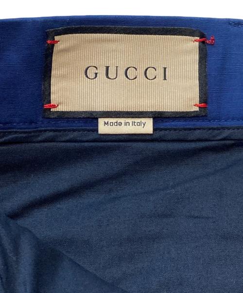 GUCCI（グッチ）GUCCI (グッチ) ピッグ刺繍リネン混パンツ ブルー サイズ:44の古着・服飾アイテム