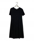 23区ニジュウサンク）の古着「【洗える】レーヨンポリエステルストレッチ フレア ワンピース」｜ブラック