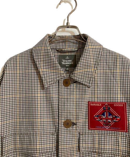 Vivienne Westwood man（ヴィヴィアン ウェストウッド マン）Vivienne Westwood man (ヴィヴィアン ウェストウッド マン) UTILITY SHIRT CHECK ORB PATC ブラウン サイズ:46の古着・服飾アイテム