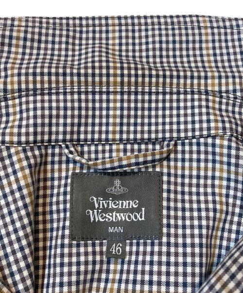 Vivienne Westwood man（ヴィヴィアン ウェストウッド マン）Vivienne Westwood man (ヴィヴィアン ウェストウッド マン) UTILITY SHIRT CHECK ORB PATC ブラウン サイズ:46の古着・服飾アイテム
