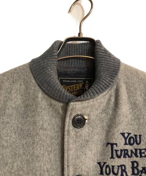 Hysteric Glamour（ヒステリックグラマー）Hysteric Glamour (ヒステリックグラマー) ラムレザースタジアムジャケット グレー サイズ:Sの古着・服飾アイテム