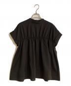 23区ニジュウサンク）の古着「【撥水加工/洗える】シアーナイロンツイル ギャザー ブラウス」｜ブラウン