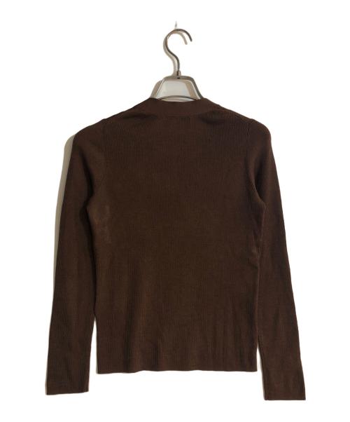 ANAYI（アナイ）ANAYI (アナイ) Vネック ウール シルクリブニットカーディガン ブラウン サイズ:Sの古着・服飾アイテム
