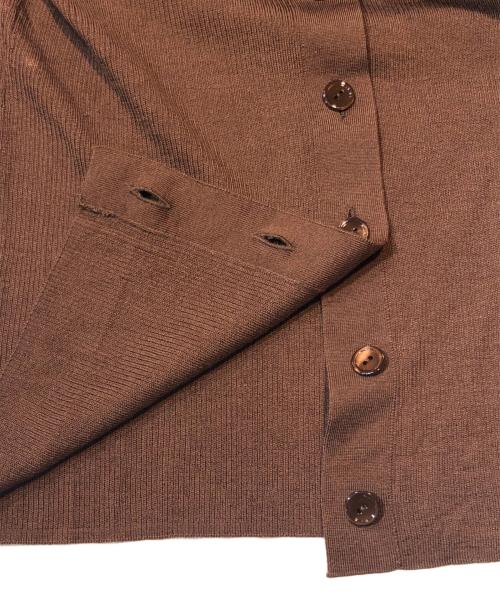 ANAYI（アナイ）ANAYI (アナイ) Vネック ウール シルクリブニットカーディガン ブラウン サイズ:Sの古着・服飾アイテム