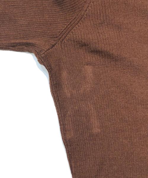 ANAYI（アナイ）ANAYI (アナイ) Vネック ウール シルクリブニットカーディガン ブラウン サイズ:Sの古着・服飾アイテム