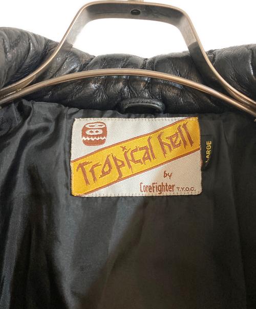 COREFIGHTER（コアファイター）COREFIGHTER (コアファイター) ピッグレザー 中綿ジャケット ブラック サイズ:Lの古着・服飾アイテム