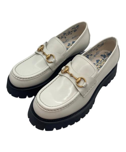 GUCCI（グッチ）GUCCI (グッチ) ラグソールホースビットローファー ホワイト サイズ:8の古着・服飾アイテム