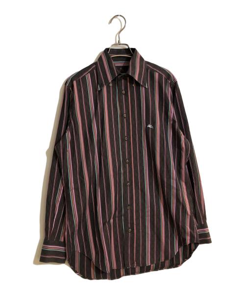 ETRO（エトロ）ETRO (エトロ) 刺繍ストライプシャツ ブラウン サイズ:SIZE 38の古着・服飾アイテム