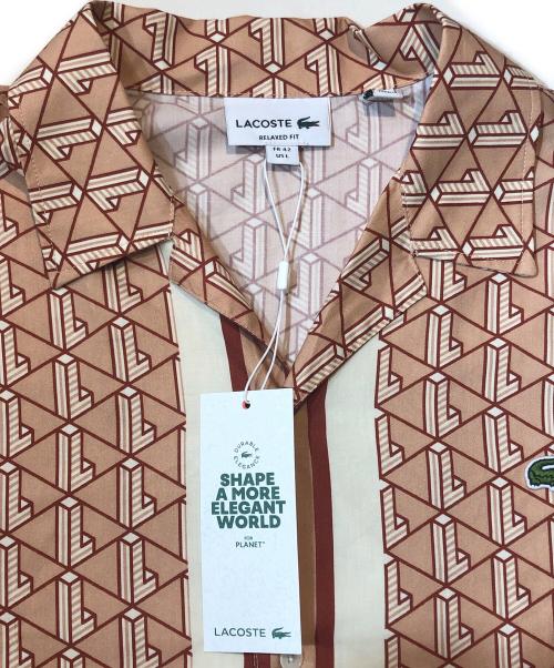 LACOSTE（ラコステ）LACOSTE (ラコステ) モノグラムオープンカラーシャツ オレンジ サイズ:L 未使用品の古着・服飾アイテム