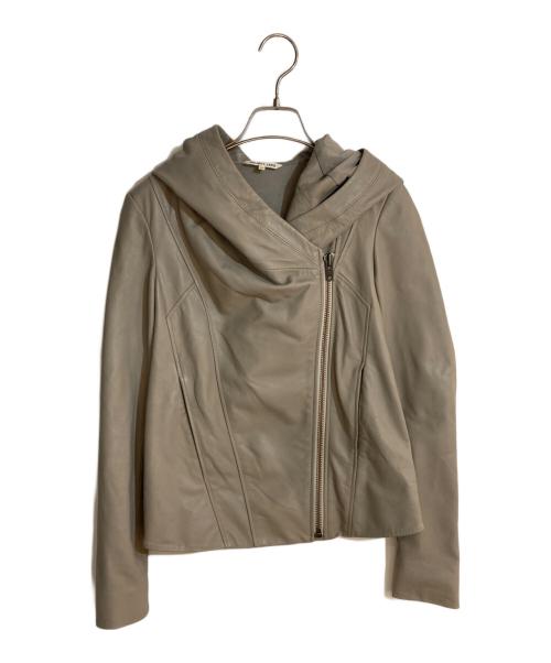 HELMUT LANG（ヘルムートラング）HELMUT LANG (ヘルムートラング) レザーフーデットジャケット ベージュ サイズ:Sの古着・服飾アイテム