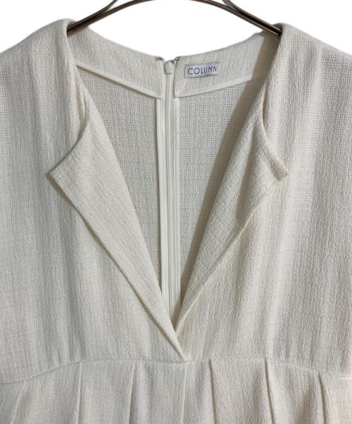 COLUMN（コラム）COLUMN (コラム) オープンカラー クラシカル タックワンピース ホワイト サイズ:FREE 未使用品の古着・服飾アイテム
