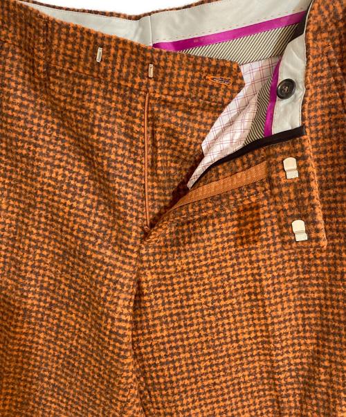 ETRO（エトロ）ETRO (エトロ) 千鳥柄アルパカ混センタープレスパンツ オレンジ サイズ:46の古着・服飾アイテム
