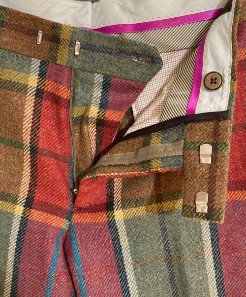 ETRO（エトロ）ETRO (エトロ) チェックウールトラウザーパンツ パープル サイズ:46の古着・服飾アイテム