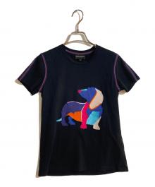 EMPORIO ARMANI（エンポリオアルマーニ）の古着「ドッグ刺繍半袖カットソー」｜ブラック