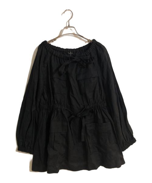 VERMEIL par iena（ヴェルメイユ パー イエナ）VERMEIL par iena (ヴェルメイユ パー イエナ) リネン オフショルダーブラウス ブラック サイズ:FREE 未使用品の古着・服飾アイテム