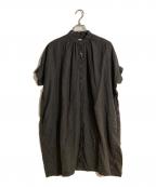 Honneteオネット）の古着「ハーフスリーブノーカラーワンピース」｜オリーブ