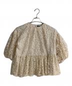 TSURU by MARIKO OIKAWAツルバイマリコオイカワ）の古着「pas de chat/フラワーレースペプラムブラウス」｜アイボリー