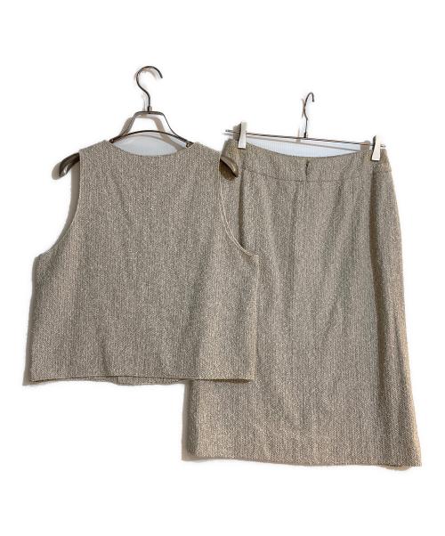 CHANEL（シャネル）CHANEL (シャネル) ツイードベストスカートセットアップ グレー サイズ:４2の古着・服飾アイテム