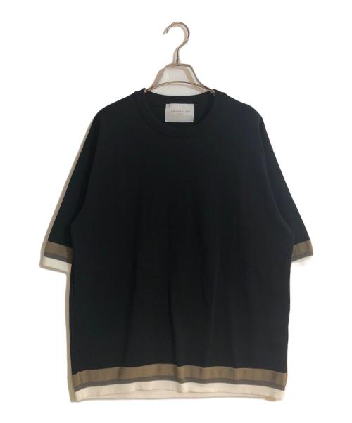 TOMORROW LAND tricot（トゥモローランド トリコ）TOMORROW LAND tricot (トゥモローランド トリコ) リブライン ニットTシャツ ブラック サイズ:Lの古着・服飾アイテム