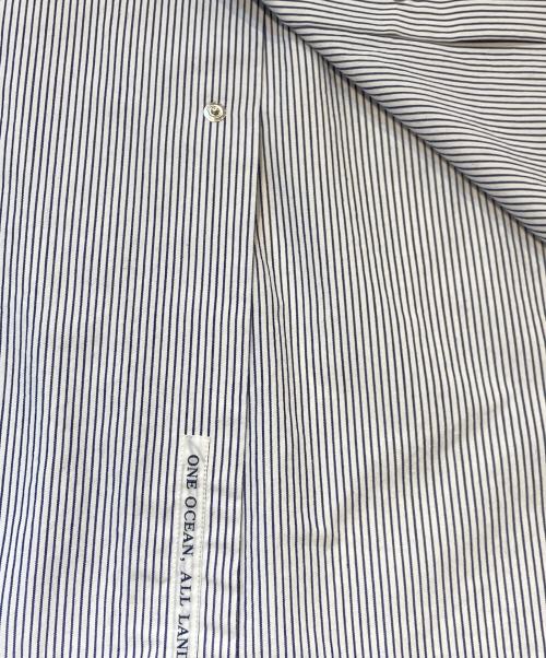 nanamica（ナナミカ）nanamica (ナナミカ) Regular Collar Stripe Wind Shirt ホワイト サイズ:Mの古着・服飾アイテム