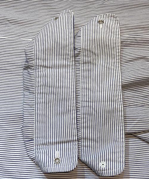 nanamica（ナナミカ）nanamica (ナナミカ) Regular Collar Stripe Wind Shirt ホワイト サイズ:Mの古着・服飾アイテム