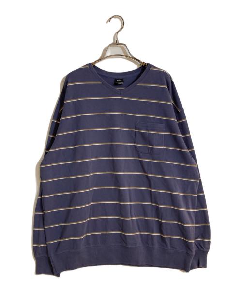 PWA（プア）PWA (プア) SHAVED KANOKO BD V-NECKシェーブドカノコボーダーブイネック ネイビー サイズ:Lの古着・服飾アイテム