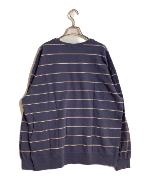 PWA（プア）PWA (プア) SHAVED KANOKO BD V-NECKシェーブドカノコボーダーブイネック ネイビー サイズ:Lの古着・服飾アイテム